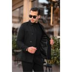 Gm Giyimarket Wish Klein Erkek Slim Fit Kısa Kaşe Kaban Siyah Uzun Kol Dokuma Malzeme ile Şık Tasarım - XL