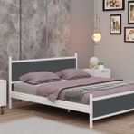 Gm Metal Çift Kişilik Karyola, Beyaz Antrasit Gri, 160X200