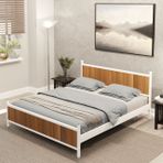 Gm Metal Çift Kişilik Karyola, Beyaz Ceviz, 150X200