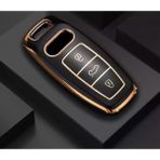 Gma Keys Lüx Audi A3 2021-2022 A6L A7 A8 Q8 E Tron C8 D5 Nano Anahtar Kılıfı Siyah Gold Altın Renk