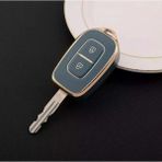 Gma Keys Lüx Renault ve Dacia Duster Scenic Master Megane 2 Tuşlu Anahtar Koruma Kılıfı Gri Gold Altın Renk