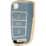 Gma Keys Lüx Seat Leon Mk3 Golf 7 ve 7.5 T-Roc 3 Buton Sustalı Anahtar Kılıfı Gri 1.ci Kalite