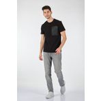 GMG 22103157 Fırenze Bisiklet Yaka Baskılı Kısa Kollu Siyah Erkek T-shirt