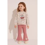 GMG Collection Baby Kız Çocuk Kiraz Nakışlı Alt-Üst Takım Pudra Fitilli Tayt 3-4-5-6 Yaş - 3 - 4 Yaş - Pembe