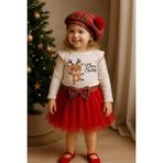 GMG Collection Baby Kız Çocuk Yılbaşı Etek Takım, Fransız Şapkalı - 4 Yaş - Kırmızı