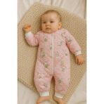 GMG Collection Baby Kız - Erkek Baklava Desenli Içi Yünlü Uyku Tulumu, Tulum, Astronot Tulumu - Pembe - 12 - 18 Ay