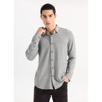 GMG FIRENZE Düğmeli Slim Fit Çizgili Gömlek, S, 5003330841, Gri, Erkek