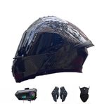 Gmjay Motosiklet Bluetooth Modüler Kask, DOT Onaylı Yetişkin Rahat Motosiklet Moped Kask Eldivenli Maske Yetişkinler için Kask Erkekler Kadınlar Sokak Yarışı,F,3XL(63 (Black Black, XL(59-60CM))