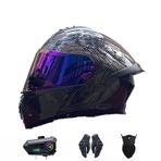 Gmjay Motosiklet Bluetooth Modüler Kask, DOT Onaylı Yetişkin Rahat Motosiklet Moped Kask Eldivenli Maske Yetişkinler için Kask Erkekler Kadınlar Sokak Yarışı,F,3XL(63 (Black Blue, XL(59-60CM))