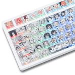 GMKWTL XVX Düşük Profilli Anime Tuş Kapakları, Şeffaf Keycaps, Şeffaf Parlaklık Tuş Kapakları, Boya Süblimasyon ile Yan Baskı Klavye Kapakları Gateron Cherry MX Anahtarları Mekanik Klavye için Uygun