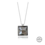 GMS Swarovski Crystal Taşlı Kare Kadın Gümüş Kolye