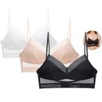 GMZSSZ Starry Bra,Low Back Wireless Lifting Lace Bra,Ladies Lace-U-Back Lifting Bra,U Shaped Bra Push Up Backless,Low Back Bras for Women Sexy Backless Bralette with Convertible Strap (XL, Tricolor)