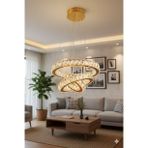 Gn Gen Aydınlatma Plaket Kristal Taş Işlemeli Gold Paslanmaz Ledli 20-30-40 Cm 3 Renk