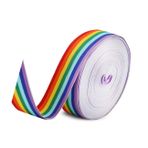 GNAGYUAN 10 metre gökkuşağı bandı, çok renkli fitilli bant, çift taraflı kumaş bant, el sanatları için, hediye paketi, düğün, doğum günü partisi dekorasyonu (10 m x 25 mm)