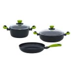 Gndz Store Colorgy 5 Parça Set Yeşil (22CM Derin Tencere + 26CM Sığ Tencere&tava) - Option-1