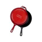 Gndz Store Lava Döküm Combo Derin Tava / Saplı Tencere ve Kızartma Tavası, Metal Saplı Kapaklı, 26CM, Kırmızı - 51R-Turuncu - 1 L