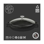 Gndz Store Lava Döküm Kızartma Tavası 30 Cm, Siyah, Cam Kapaklı - Option-1 - --