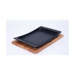 Gndz Store Lava Döküm Servis Tabağı 36X24 cm Ahşap Altlıklı - Lv As 173 - Option-1 - 51R-Turuncu