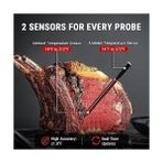 Gndz Store TP962 Tempspike Tam Kablosuz Çift Problu Akıllı Et Termometresi, 150M Menzilli Bluetooth Barbekü ve Fırın Isı Ölçer - -- - 000-Siyah