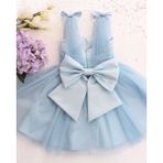 GNL Butik Tasarım Kız Çocuk Fiyonklu Elbise - 6 - 9 Ay - 13M-Mavi