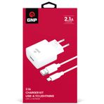 GNP 2.1 mAh Beyaz Lightning Kablo ve Şarj Cihazı