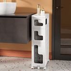 Générique Banyo Depolama Dolabı 20 cm, Dar ve İnce, 4 Katlı, Saplı Yan Köşe, Şeffaf Çekmeceli, Tekerlekler, Küçük Mutfak, Çamaşırhane, Oturma Odası, Tuvalet için.