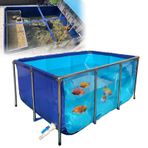 Générique Çelik Çerçeveli Esnek PVC Kanvas Balık Yetiştirme Akvaryumu, 80 x 50 x 35 cm, Şeffaf Pencere, Kolay Montaj, Balık ve Su Hayvanları için İdeal, Havuzu