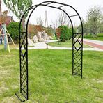 Générique Kafes Bahçe Kemeri, Dış Mekan Düğün için Metal Bahçe Kemeri, Tırmanma Bitkiler için Pas Önleyici Galvanizli Ferforje Örgü, Tabanlı Dekoratif Kemer (Siyah 180 x