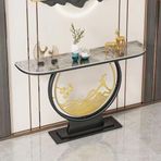 Générique Metal Tabanlı Modern Konsol, 3 Boyutlu, Giriş Masası, Oturma Odası, Giriş, Koridor, Giriş için Çağdaş Kanepe Masası (Renk: Altın 3, Boyut: 80 cm)
