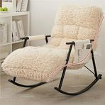 Générique Modern Peluş Yatar Koltuk, Oturma Odası Sallanan Sandalye, Beş Katlı Ayarlanabilir Sırtlık, Kalın Çelik Çerçeve, Maksimum Yük 200 kg, Ayarlanabilir Ayak Mandalları (Siyah Ayaklar)