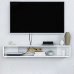 Générique Yüzer TV Sehpası, TV Standı, Oturma Odası için Duvara Monte Medya Konsolu, Yatak Odası/Siyah/100 cm/Beyaz/60 cm