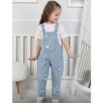 Gny Giyim Kız Çocuk Kalp Nakışlı Kot Salopet - Mavi Denim Bahçıvan Tulum - 01-Mavi - 3 - 4 Yaş