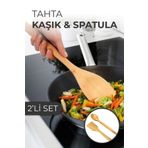 Go Aksesuar 2'li Ahşap Tahta Kaşık Spatula Seti