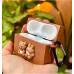 Go Aksesuar Airpods Pro - Airpods Pro2 Uyumlu Ayıcık Tasarımlı Kalın Silikon Kılıf - Kahve