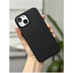 Go Aksesuar Iphone 13 - 14 - 15 Uyumlu Siyah İçi Kadife Leke Tutmaz Sıvı Silikon Lansman Kılıf