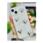Go Aksesuar Iphone 13-14 ve 15 ile Uyumlu SİMLİ GÜMÜŞ KALP Oyuncak Tasarımlı Esnek Silikon Kılıfı