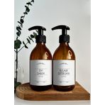 GO BLOBS 2'li Set 300ml Amber Kahverengi Cam Şişe Sıvı Sabun & Bulaşık Deterjanı Beyaz Etiketli (Kahverengi(beyaz sıvı sabun bulaşık deterjanı))