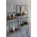Go Dekor Dekoratif Mat Siyah Metal Duvar Rafı (4’lü Set)