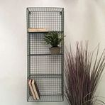 GO DEKOR Metal 4 Gözlü Grid (Kafes) Telli Duvar Rafı - Siyah