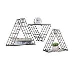 Go dekor Metal 5×5 Tel Gözlü Üçgen Prizma Raf/3lü Raf Siyah