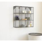 Go dekor Tel Metal Kafes 9 Gözlü Kare Duvar Rafı - 60x60x20 Siyah
