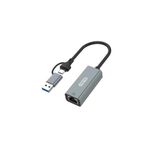 Go Des GD-6871 RJ45 Type-C ve Usb-A Ethernet Dönüştürücü Kablo 100MBPS Gri