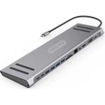 Go Des GD-9120 14 In 1 Stand Özellikli Type-C Gri Sd Kart RJ45 HDMI VGA USB Çoğaltıcı Hub