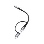 Go-Des GD-UC173 3.5mm Jack Girişli Type-C ve Lightning 2in1 Ses Kablosu Siyah
