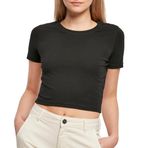 GO HEAVY Kadın kısa kollu Crop Top Shirt karın açık spor tişört, Siyah, XL