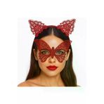 Go İthalat 113690 Gösterişli Kırmızı Dantel Maske Ve Taç Seti 7 No - Masquerade Ve Davetler Için (5258)