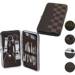 Go İthalat 12 Pcs - Gümüş Manikür - Pedikür Seti Renkli Desenli - Cüzdan Modeli Çantalı (5582) - 00Kahverengi