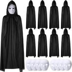Go İthalat 120 cm Siyah Kapüşonlu Pelerin ve Boyanabilir Karton Maske 8’li Set (5365)