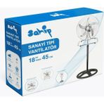 Go İthalat 3in1 Kullanım 18 Inç 45 cm Sanayi Tipi Ayaklı Vantilatör 5-Metal Pervane 3-Kademe Hız 75WY:150CM Fan (5250)