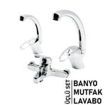 Go İthalat 3LÜ SET BANYO - EVYE MUTFAK - LAVABO AÇ KAPA MİX BATARYA MUSLUK (5250)